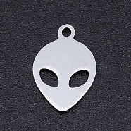 201 Stainless Steel Laser Cut Pendants, ET, Stainless Steel Color, 15x10x1mm, Hole: 1.5mm(STAS-S105-T903-1)