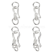 BENECREAT 4 Sets 2 Size 925 Sterling Silver S-Hook Clasps, with Jump Rings, Silver, 16.5mm and 20mm, Hole: 3.5mm, 2 Sets/size(STER-BC0001-53)