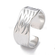 304 Stainless Steel Wave Open Cuff Rings, Stainless Steel Color, Inner Diameter: 17.9mm(RJEW-D006-07P)