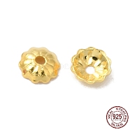 925 Sterling Silver Bead Caps, Multi-Petal, Flower, Real 18K Gold Plated, 3x0.8mm, Hole: 0.6mm, about 585pcs/10g(STER-F055-09G)