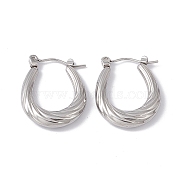 304 Stainless Steel Twist Teardrop Hoop Earrings for Women, Stainless Steel Color, 22.5x18.5x4mm, Pin: 0.7mm(EJEW-G314-05P)