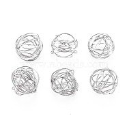 304 Stainless Steel Beads, Wire Wrapped, Hollow, Round, Stainless Steel Color, 8.5~9.5mm(STAS-S117-024A)