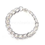304 Stainless Steel Curb Chain Bracelets, with Lobster Claw Clasps, Silver Color Plated, 8-1/4 inch(210mm), 12mm(BJEW-P064-20S)