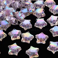 Transparent Acrylic Beads, Bead in Bead, AB Color, Faceted, Star, Lilac, 14x15x8.5mm, Hole: 2mm, about 518pcs/500g(TACR-S152-02D-SS2114)