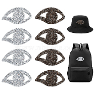 AHADERMAKER 16Pcs 2 Colors Eye Hotfix Rhinestone, Resin Rhinestone Iron on Appliques, Costume Accessories, Mixed Color, 42x70x2.5mm, 8pcs/color(DIY-GA0006-44)