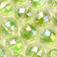 UV Plating Transparent Acrylic European Beads, Large Hole Beads, Round, Lawn Green, 13.5x13mm, Hole: 4mm(OACR-F004-03B)