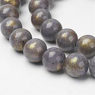 Natural Mashan Jade Beads Strands, Dyed, Round, Gray, 10mm, Hole: 1.5mm, about 41pcs/strand, 16 inch(G-P232-01-A-10mm)