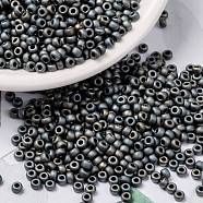 MIYUKI Round Rocailles Beads, Japanese Seed Beads, 8/0, (RR2002) Matte Metallic Silver Gray, 8/0, 3mm, Hole: 1mm, about 2111~2277pcs/50g(SEED-X0055-RR2002)