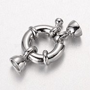 Brass Spring Ring Clasps, Cadmium Free & Nickel Free & Lead Free, Platinum, 15x5mm, Hole: 4.5mm(KK-O091-01P-NR)
