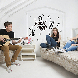 Translucent PVC Self Adhesive Wall Stickers, Waterproof Building Decals for Home Living Room Bedroom Wall Decoration, Musical Instruments, 850x390mm(STIC-WH0015-001)