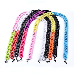 Eyeglasses Chains, Neck Strap for Eyeglasses, with Opaque Acrylic Curb Chains, 304 Stainless Steel Lobster Claw Clasps and Rubber Loop Ends, Mixed Color, 31.1 inch(70.9cm)(AJEW-EH00070)