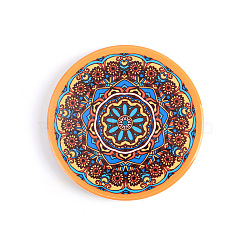 Porcelain Cup Mats, Flat Round Shape Mandala Pattern Coaster, Dark Orange, 90mm(PW22061148184)
