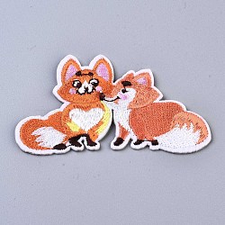 Fox Appliques, Computerized Embroidery Cloth Iron on/Sew on Patches, Costume Accessories, Coral, 46.5x83x2mm(DIY-S041-063)