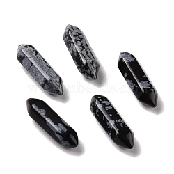 Natural Snowflake Obsidian Beads, No Hole, Faceted, Bullet, 22~23x6x6mm(G-K330-48)