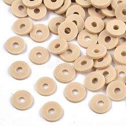 Handmade Polymer Clay Beads, for DIY Jewelry Crafts Supplies, Disc/Flat Round, Heishi Beads, Wheat, 4x1mm, Hole: 1mm, about 55000pcs/1000g(CLAY-Q251-4.0mm-67)