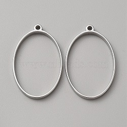 304 Stainless Steel Open Back Bezel Pendants, For DIY UV Resin, Epoxy Resin, Pressed Flower Jewelry, Stainless Steel Color, Oval, 35x22.5x3mm, Hole: 1.8mm, Inner Diameter: 30x20.5mm(FIND-WH0152-123C)