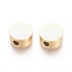 Vacuum Plating 304 Stainless Steel Beads, Flat Round, Golden, 10x4.5mm, Hole: 2mm(X-STAS-I126-04G)