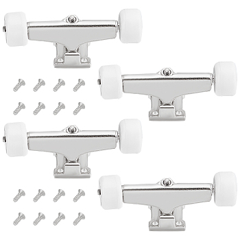 Fingerinspire Plastic & Aluminum Alloy Skateboard Bracket Bearing Wheel, with Iron Screws, White, 20pcs/box