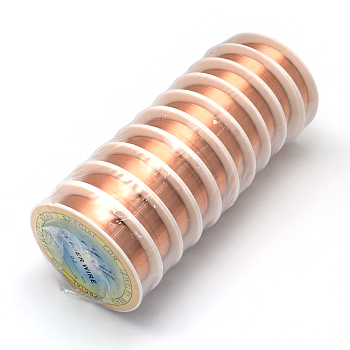Round Copper Jewelry Wire, Chocolate, 26 Gauge, 0.4mm, about 39.37 Feet(12m)/roll, 10 rolls/group