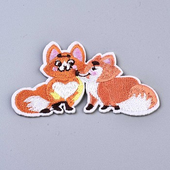 Fox Appliques, Computerized Embroidery Cloth Iron on/Sew on Patches, Costume Accessories, Coral, 46.5x83x2mm