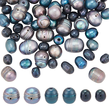 WADORN 60Pcs 3 Style Natural Cultured Freshwater Pearl Beads, Dyed, Mixed Shapes, Black, 7~10x5~12mm, Hole: 0.5~1.8mm, 20pcs/style