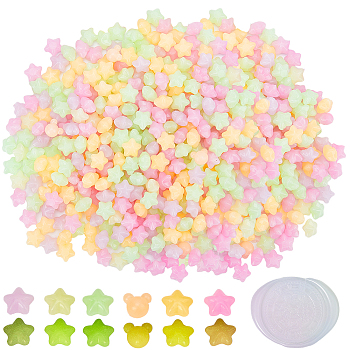 400Pcs Star Luminous Sealing Wax Particles, for Retro Seal Stamp, Glow in Dark, Mixed Color, 10~11x11~12x7.5~9mm