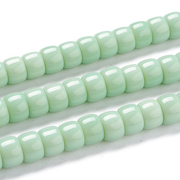 K9 Glass Beads Strands, Imitation Jade Glass Beads, Column, Light Green, 8~8.5x5.5~6mm, Hole: 1.4mm, about 67pcs/Strand, 15.83 inch(40.2cm)