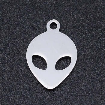201 Stainless Steel Laser Cut Pendants, ET, Stainless Steel Color, 15x10x1mm, Hole: 1.5mm