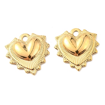 Vacuum Plating 304 Stainless Steel Pendants, Heart Charm, Golden, 18x17.5x4mm, Hole: 2mm