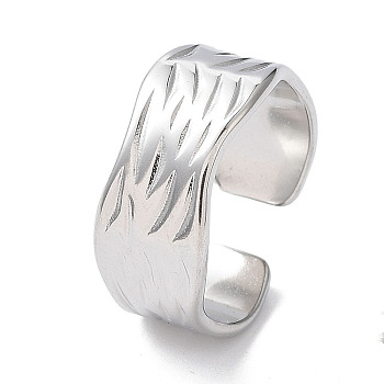 304 Stainless Steel Wave Open Cuff Rings, Stainless Steel Color, Inner diameter: 17.9mm