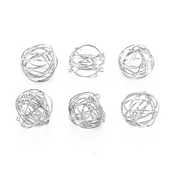 304 Stainless Steel Beads, Wire Wrapped, Hollow, Round, Stainless Steel Color, 8.5~9.5mm