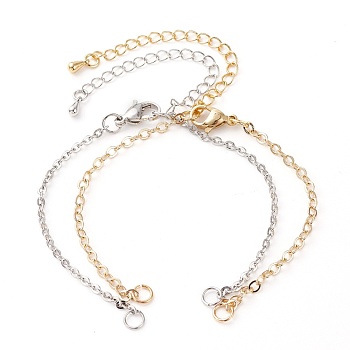 Couples Brass Cable Chain Bracelet Making Sets, Platinum & Golden, 6-1/2 inch(16.5cm), 2pcs/set
