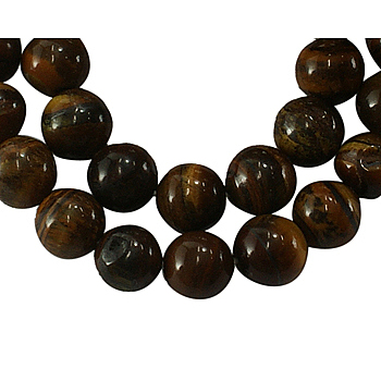 Natural Tiger Eye Beads Strands, Round, 4mm, Hole: 0.8mm, about 92pcs/strand, 15.5 inch