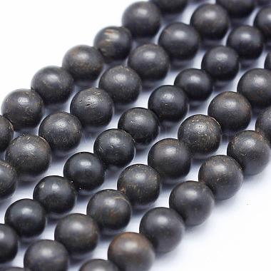 4mm Black Round Wood Beads
