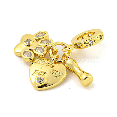 Rack Plating Brass Micro Pave Cubic Zirconia European Dangle Charms(KK-P270-02C-G)-2