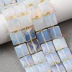 Opalite Beads Strands, Faceted, Square, with Seed Beads, 10.5x10.5x4.5~5.5mm, Hole: 1mm, about 31pcs/strand, 14.76~15.16''(37.5~38.5cm)(G-F839-A36-01)
