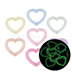 Luminous UV Plating Opaque Acrylic Beads, Heart, Glow in the Dark, Mixed Color, 37.5x41x4.5mm, Hole: 2mm(OACR-Q204-27)