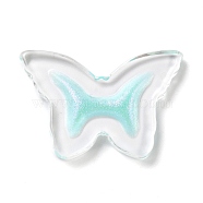 Transparent Acrylic Pendants, with Glitter Powder, Butterfly, Pale Turquoise, 22x33x4mm(MACR-O044-08B)