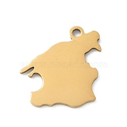 201 Stainless Steel Pendants, Map Charm, Laser Cut, Ion Plating(IP), Real 18K Gold Plated, 14x17x1mm, Hole: 1.4mm(STAS-S157-16G)