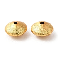 Brass Textured Beads, Cadmium Free & Lead Free, Rondelle, Long-Lasting Plated, Matte Gold Color, 12x7.5mm, Hole: 1.8mm(KK-L155-10C-G)