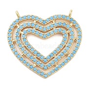 Synthetic Turquoise Pendants, Brass Heart Charms, Real 18K Gold Plated, 27.5x29.5x3mm, Hole: 1.5mm(KK-P280-01G-01)