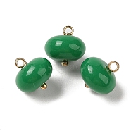 Acrylic Pendants, with Brass Loops, Flat Round, Green, 12x12mm, Hole: 1.6mm(MACR-C033-12D)