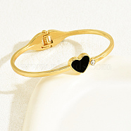 Fashionable Heart Alloy Hinged Bangles for Women, Simple and Versatile, Golden, Inner Diameter: 2-1/2 inch(6.3cm)(ZV0254)