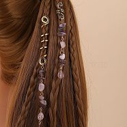 Alloy Dreadlocks Beads, Amethyst Braiding Hair Pendants Decoration Clips, 85~140x10mm, 2pcs/set(OHAR-PW0003-196E)