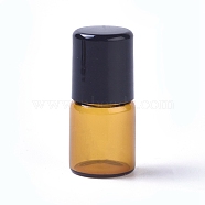 Glass Essential Oil Empty Perfume Bottle, with Roller Ball and Plastic Caps, Refillable Bottle, Goldenrod, 3.3x1.5cm, Capacity: 2ml(MRMJ-WH0059-46)