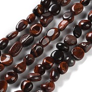 Dyed Natural Red Tiger Eye Beads Strands, Nuggets, Tumbled Stone, 4.5~11.5x3~7x3.5~6mm, Hole: 1.2mm, about 48~68pcs/strand, 15.35~15.94''(39~40.5cm)(G-P497-01C-46)