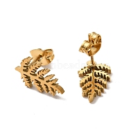 304 Stainless Steel Stud Earrings for Women, Golden, Leaf, 13.5x8x1.5mm, Pin: 0.7mm(EJEW-D053-01G-05)