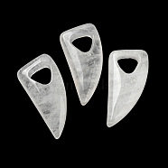 Natural Quartz Crystal Pendants, Rock Crystal Pendants, Horn Charms, 41~43x20x7.5~8mm, Hole: 10.5~11mm(G-M417-03F)