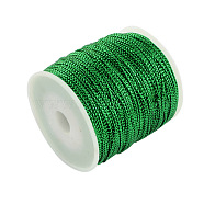 1mm Jewelry Braided Thread Metallic Cords, Polyester Cords, Green, 1mm, about 109.36 yards(100m)/roll(MCOR-S002-05)