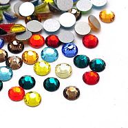 Glass Flat Back Rhinestone, Grade A, Back Plated, Faceted, Half Round, Mixed Color, 7.1~7.3mm, about 288pcs/bag(RGLA-C002-SS34-M)